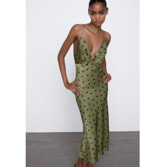 ZARA Polka Dot Slip Dress - Picture 2 of 14